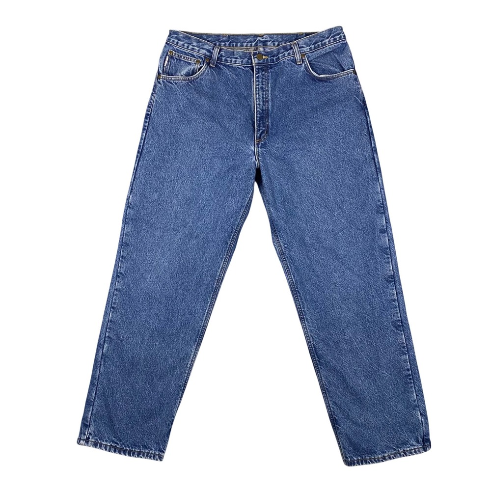 Carhartt Mens B21DST‎ Flannel Lined Straight Leg Blue Jeans Size 40 Made in USA
